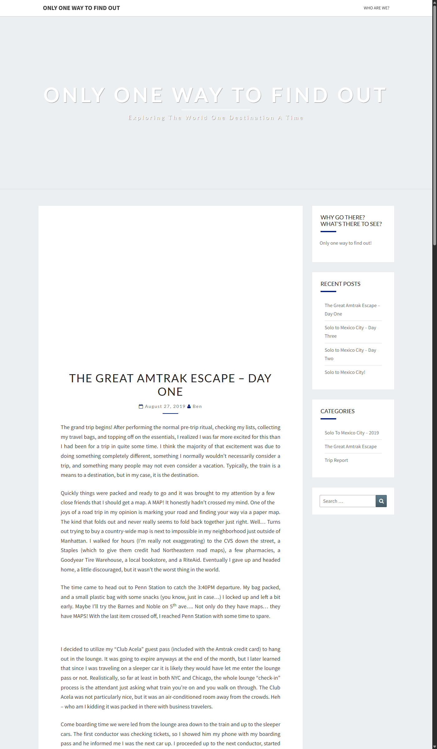 onlyonewaytofindout.travel, The Great Amtrak Escape, Day One