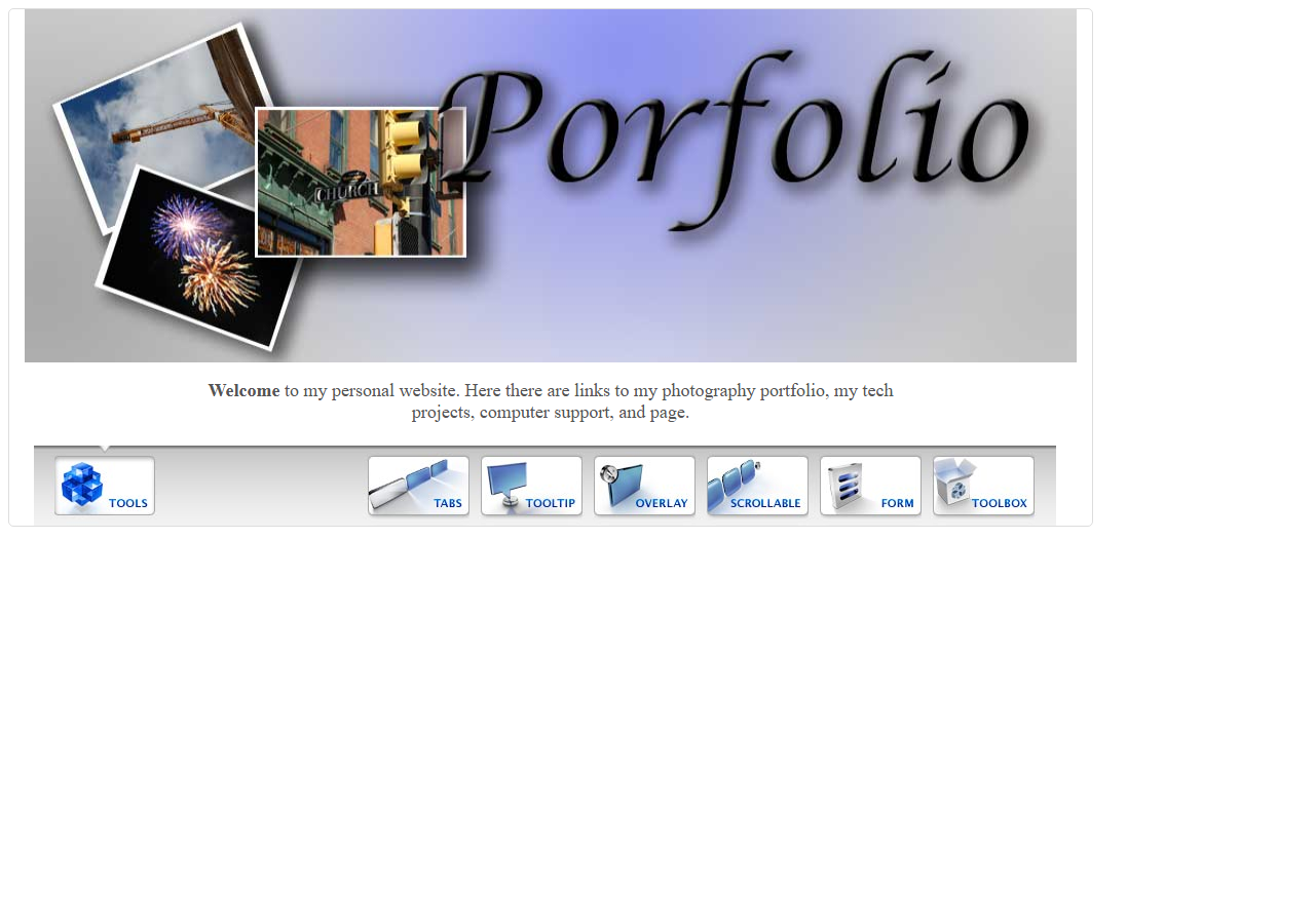 nebriv.com v5, Porfolio header with photo collage and jQuery Tools navigation