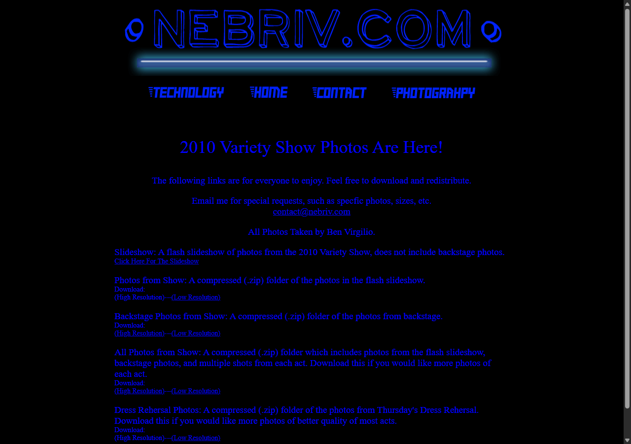 nebriv.com/VarietyShow2010, 2010 Variety Show Photos page, all photos taken by Ben Virgilio